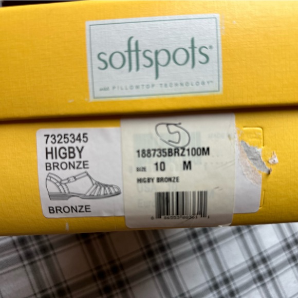 Softspots Bronze Leather Higby 1’ Lightweight Pillow Top Platform Sandal NIB 10W - Picture 13 of 14
